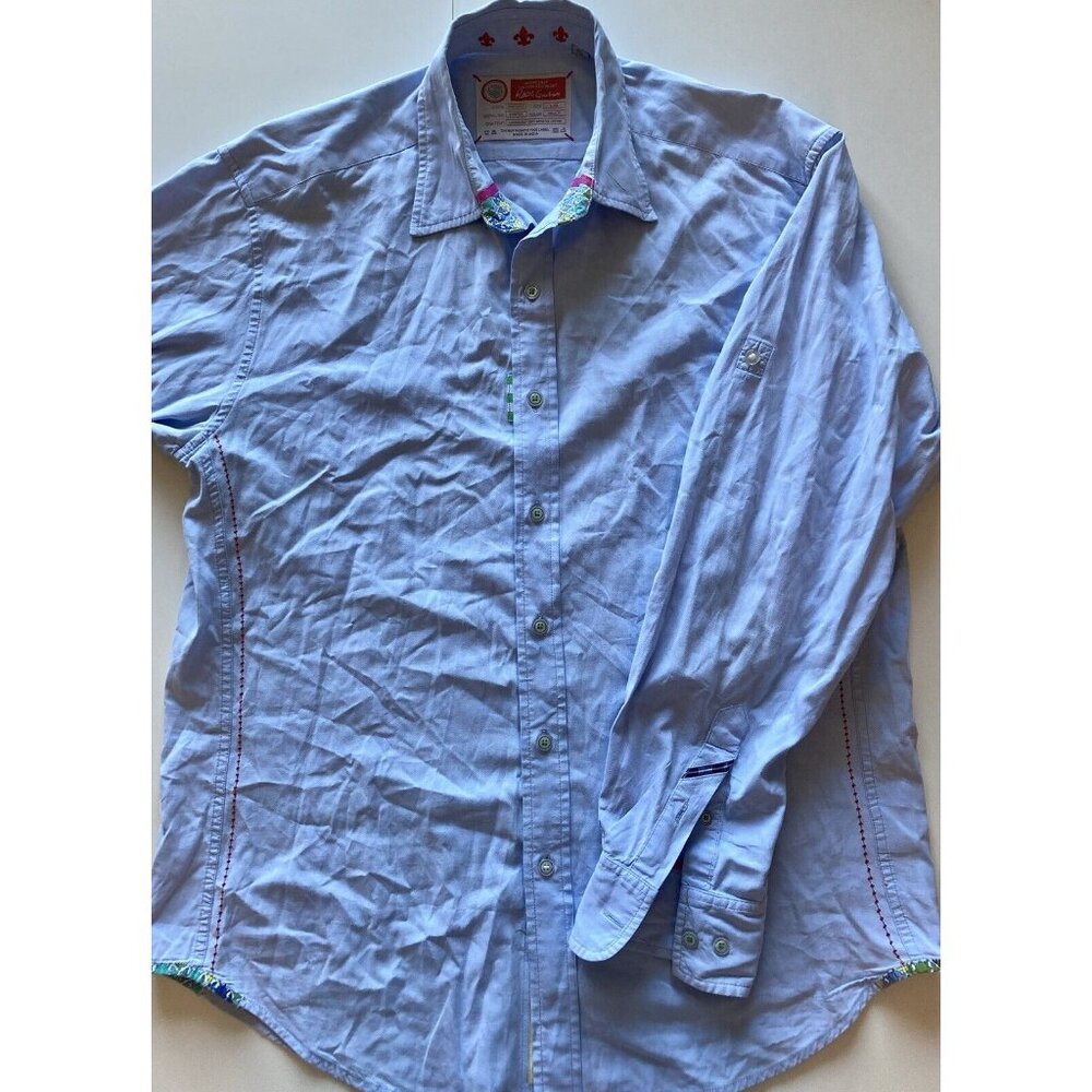Men's Robert‎ Graham Long Sleeve Button Shirt - Blue - Large